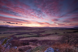 A photo from Corby Crags looking towards the Cheviots from Alnwick